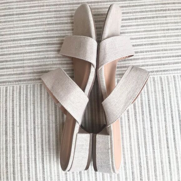 Joie NOLITA Cream Beige Woven Linen Fabric Double Strap Slip On Mule Sandals - Picture 6 of 13